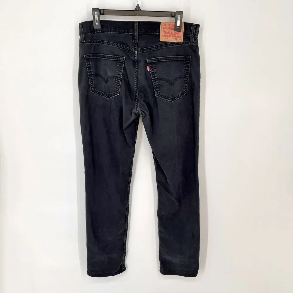 Levi's 511 All Seasons Tech Slim Fit Denim Jeans Men's Sz 33 Black Stretch
